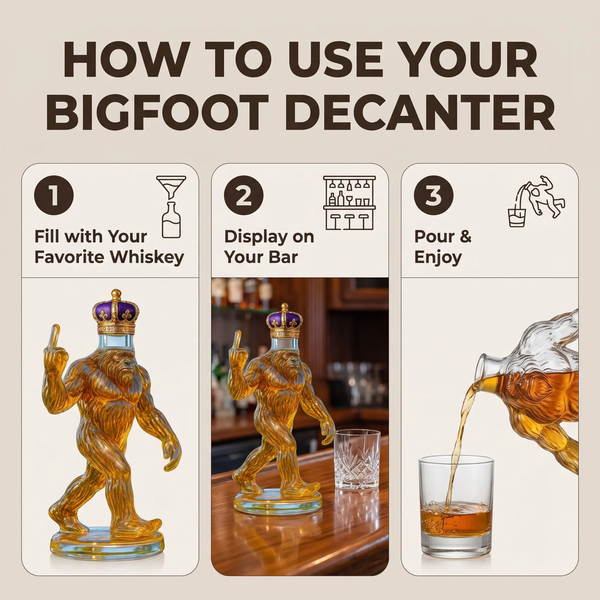 Bigfoot Whiskey Decanter, 750 ml Funny Sculpted Glass Decanter for Whiskey, Bourbon & Scotch