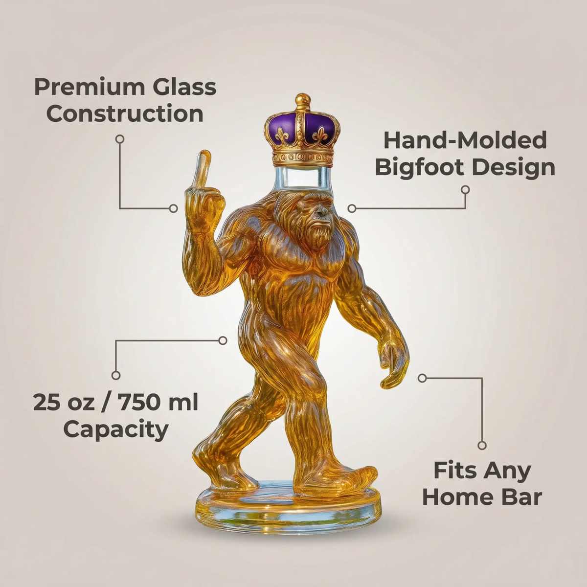 Funny Bigfoot Glass Whiskey Decanter – photo 6