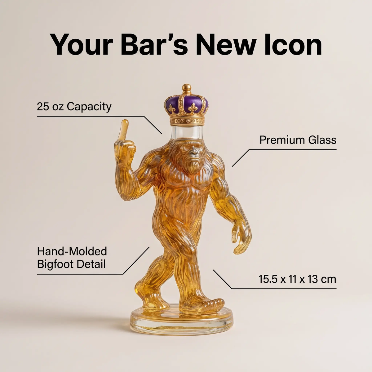 Funny Bigfoot Glass Whiskey Decanter – photo 7