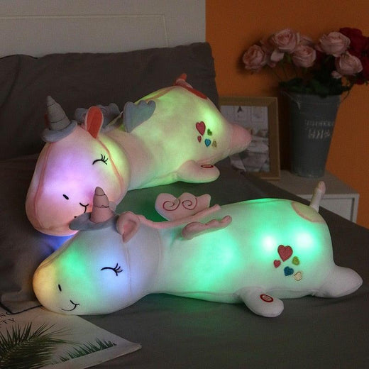 Light Up Unicorn Plush, 60 cm Glowing Unicorn Stuffed Animal with Rainbow LED Night Light for Kids