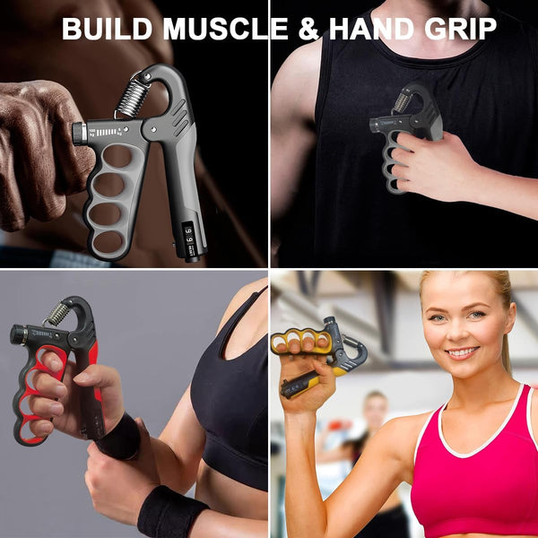 Hand Grip Strengthener, Adjustable Resistance Forearm Trainer with Counter, Up to 100 kg