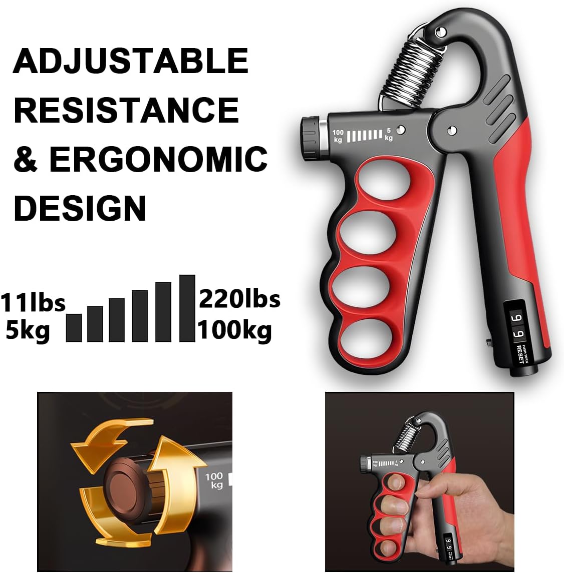 Forearm and Grip Strength Trainer, Up to 100kg