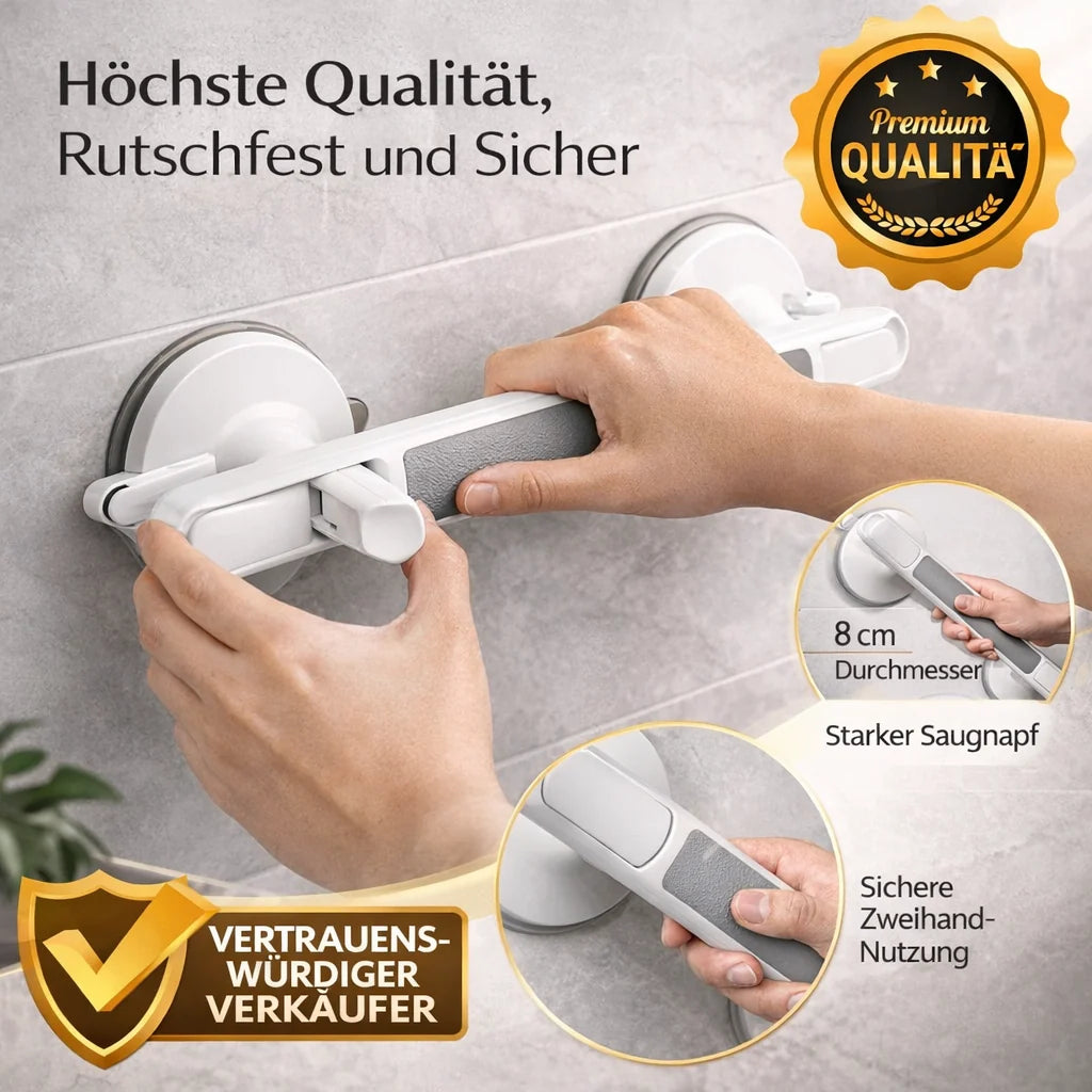 Suction Grab Bar for Shower, Bath or Toilet, No Drilling, for Seniors