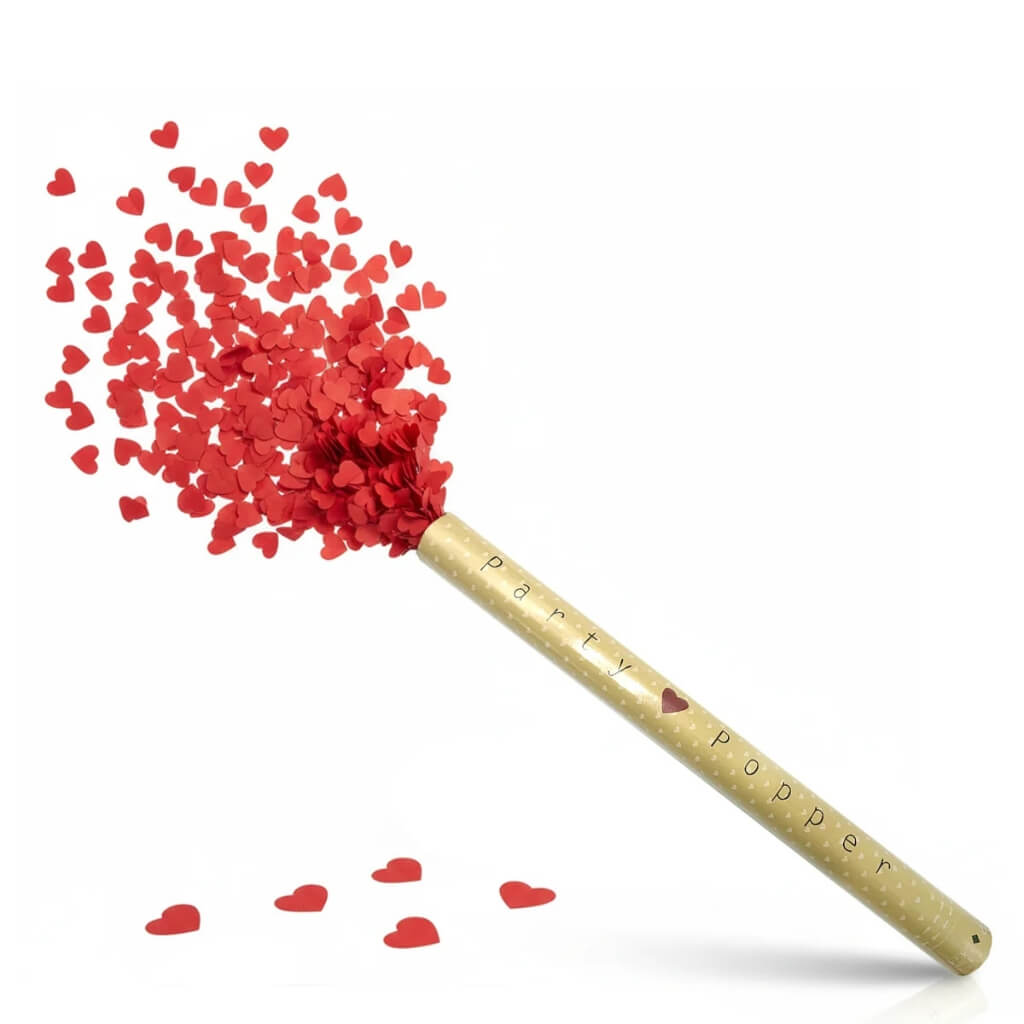 Confetti Popper, Red Heart Confetti Cannon 60cm for Weddings & Parties