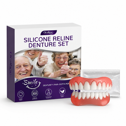 High Elastic Silicone Denture Reline Kit, Soft Cosmetic Denture Liner for Upper & Lower Dentures