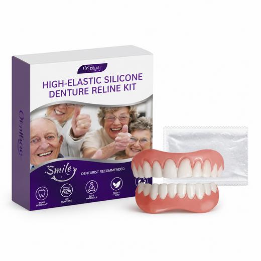High Elastic Silicone Denture Reline Kit, Soft Cosmetic Denture Liner for Upper & Lower Dentures