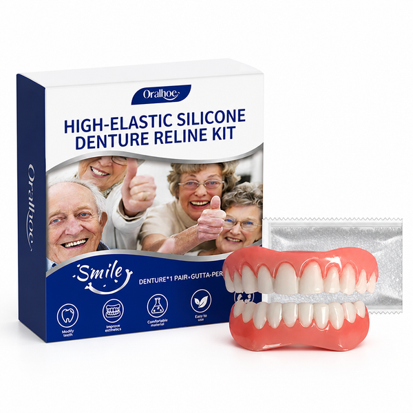High Elastic Silicone Denture Reline Kit, Soft Cosmetic Denture Liner for Upper & Lower Dentures