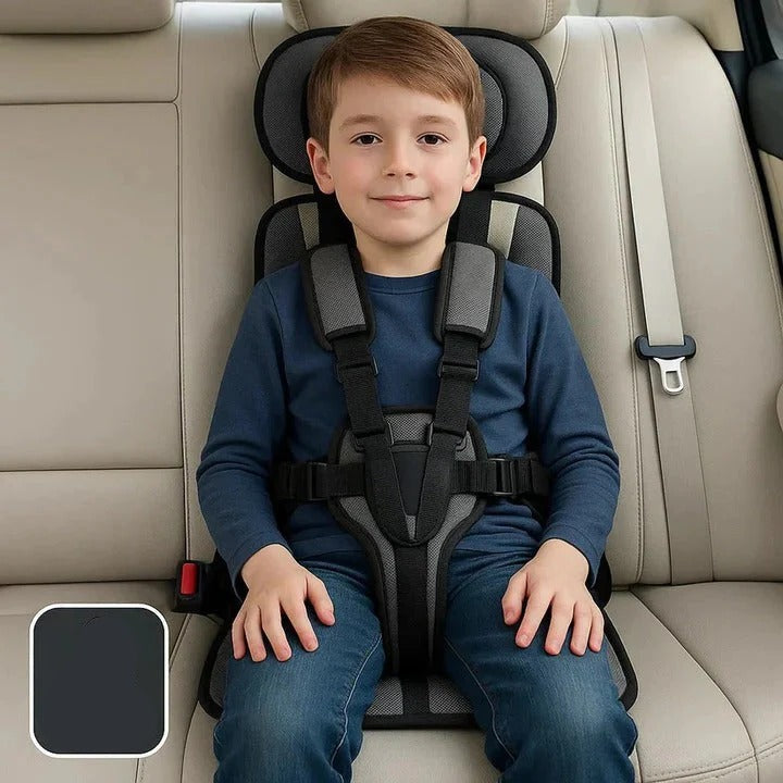 Compact child car seat and safety harness for travel
