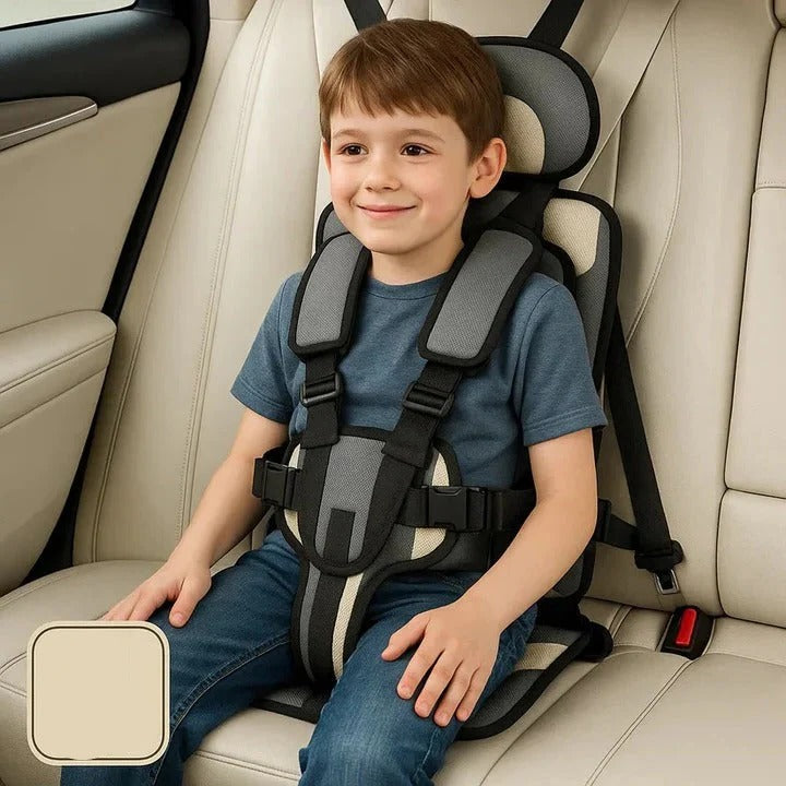 Compact child car seat and safety harness for travel
