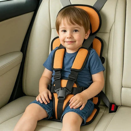 Compact child car seat and safety harness for travel