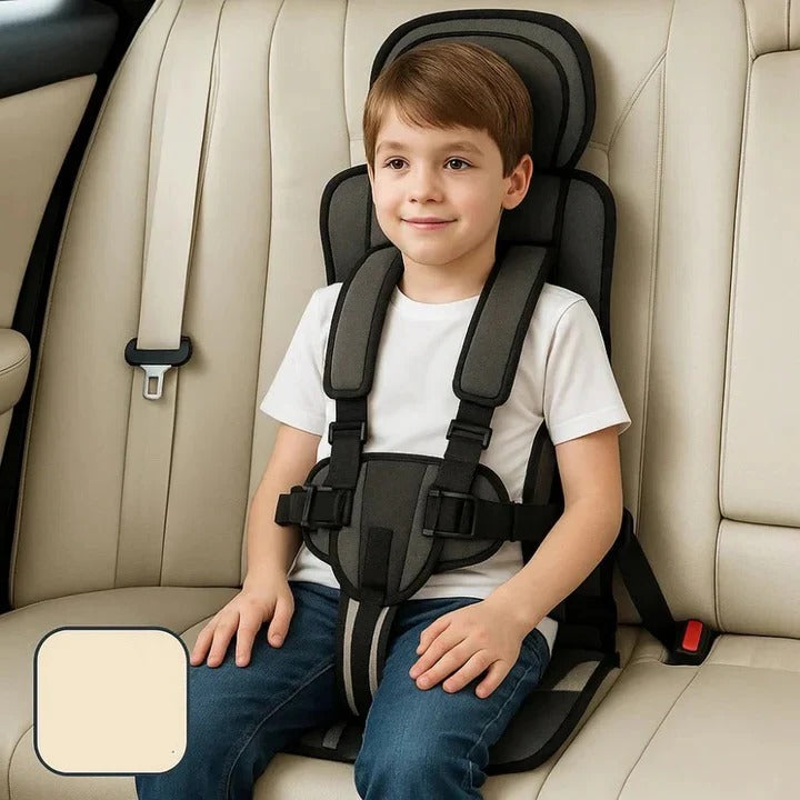 Compact child car seat and safety harness for travel