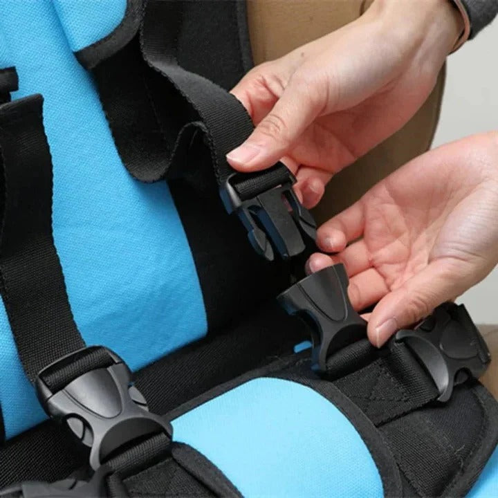 Compact child car seat and safety harness for travel