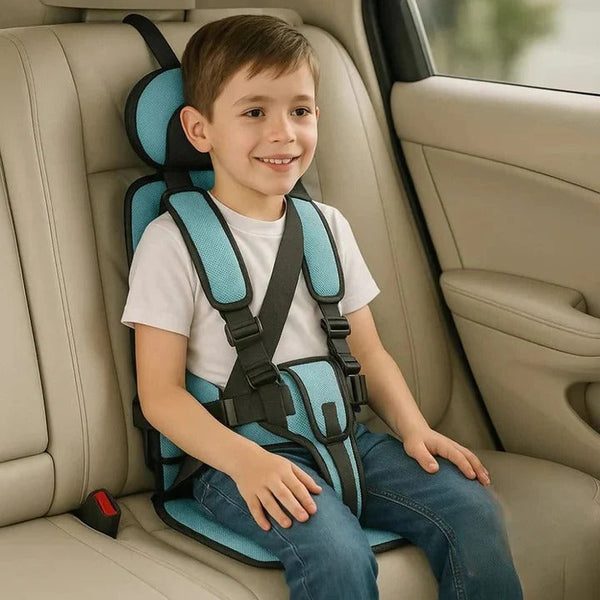Portable Child Car Seat, Foldable Travel Seat with Safety Harness for Taxis, Rideshares & Rentals