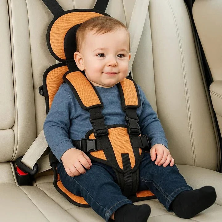Compact child car seat and safety harness for travel