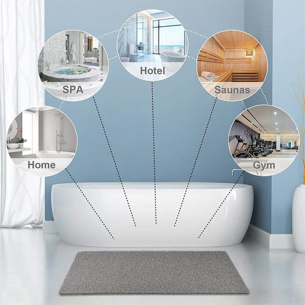 Non-Slip Shower Mat, Soft Quick-Drain Bath Mat with Cut-to-Fit Design, Machine Washable