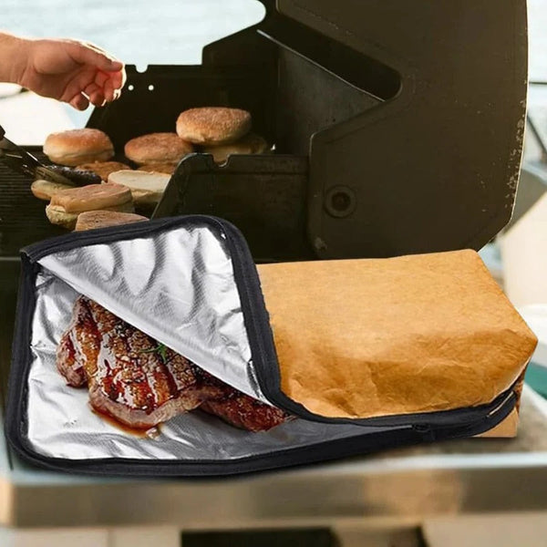 Insulated BBQ Meat Resting Bag, Foil Lined Carrier for Brisket, Turkey & Ribs with Reinforced Handles