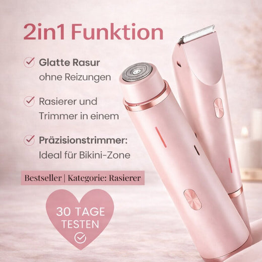 Electric Razor for Women, Waterproof Bikini Trimmer & Body Shaver with 2 Attachments