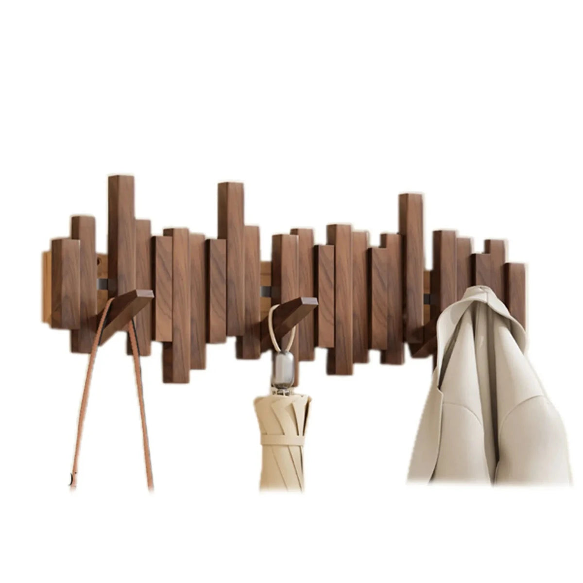 Piano-Style Coat Rack, Walnut/Beech Wood