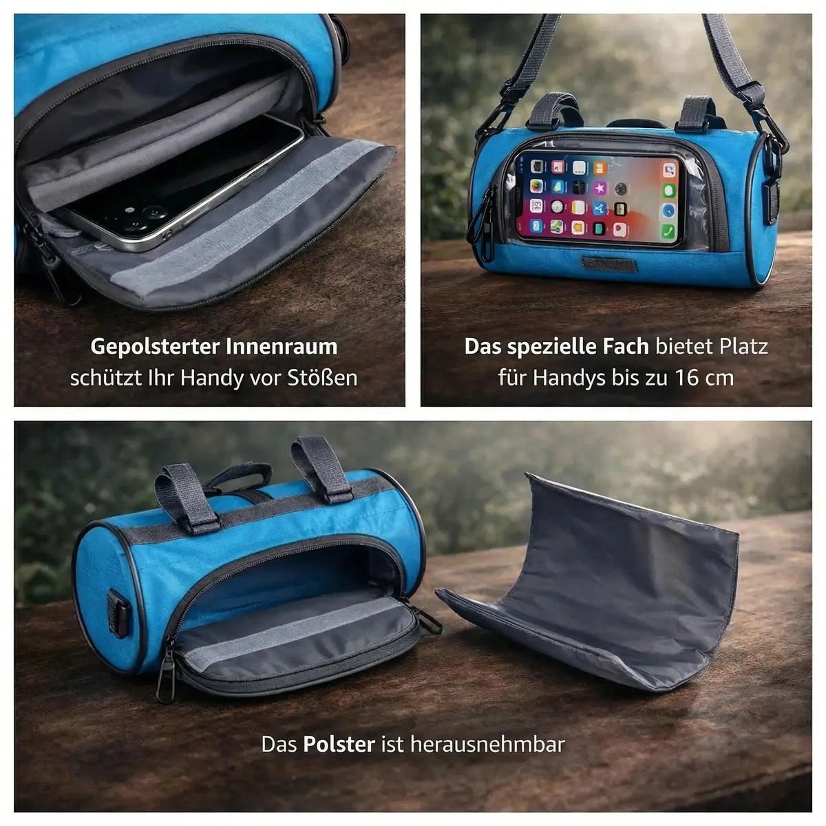 Waterproof Bike Handlebar Bag with Touchscreen Window