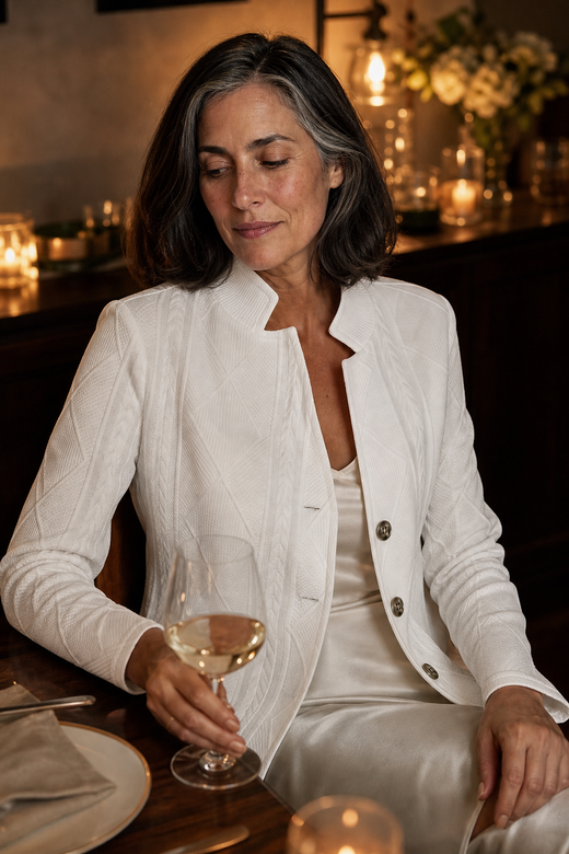 Knit Blazer for Women, Textured Open Front Blazer Cardigan with Stand Collar & Stretch Fit