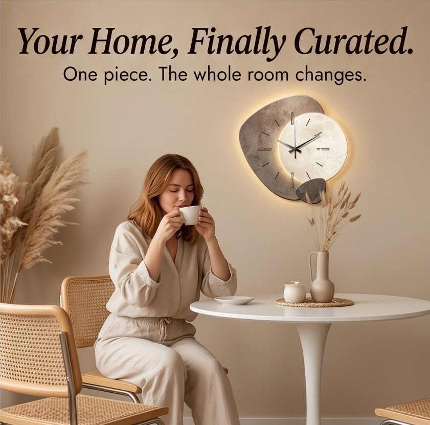 Moon-Lit Wall Clock with Warm Backlight