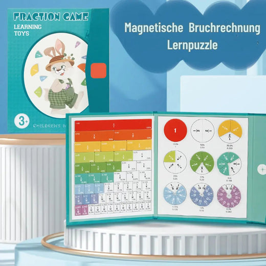 Magnetic Fraction Tiles, Math Learning Set for Kids Ages 6+ with Wooden Tiles & Discs