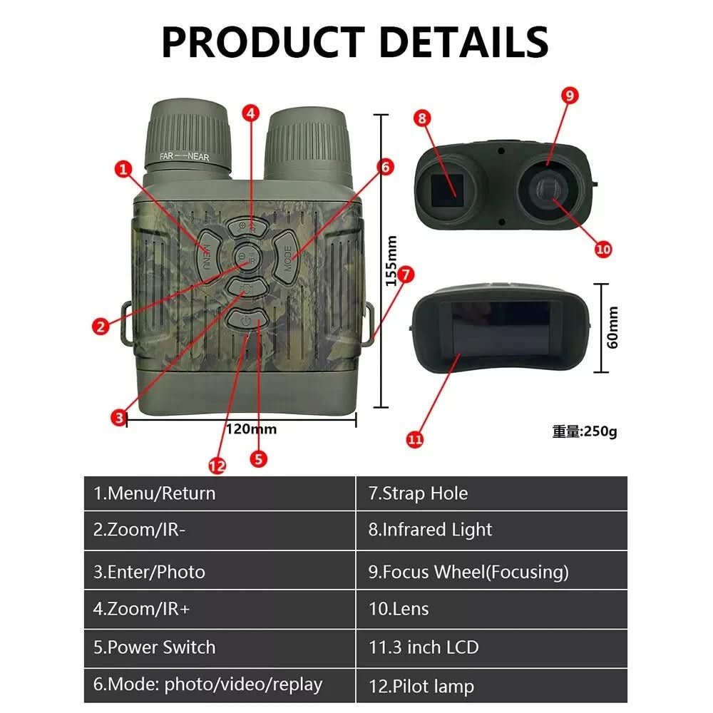 NightPulse Binoculars- Night vision binoculars with 300 m