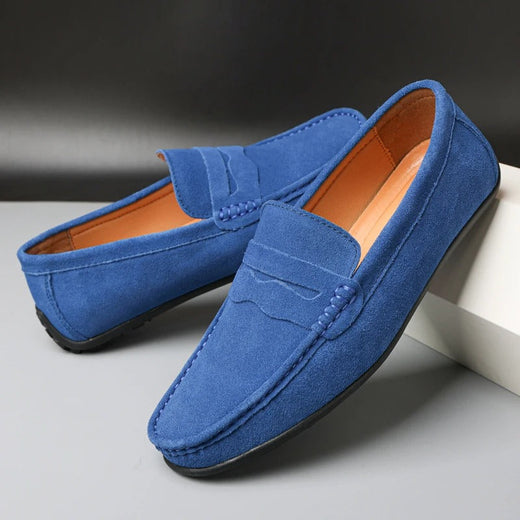 Men's Leather Slip-On Shoes, Comfortable Slip-On Shoes with Non-Slip Rubber Sole for Work & Casual Wear