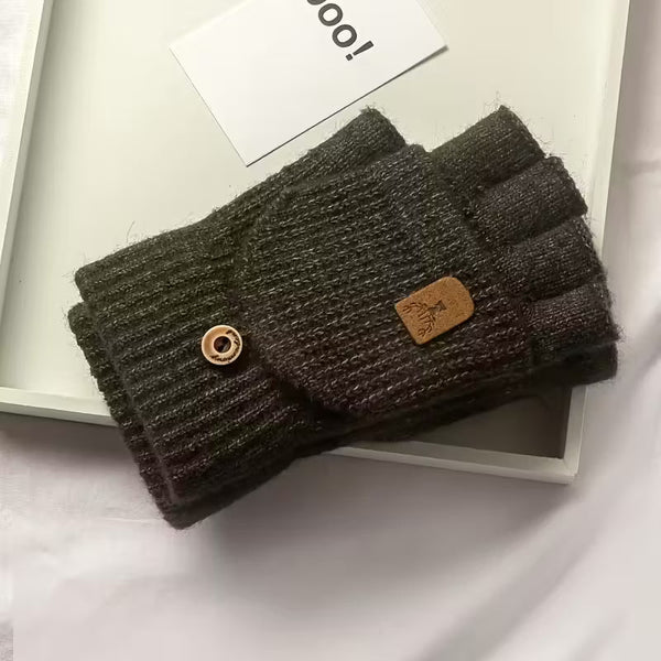 Men's Fingerless Gloves, Thick Warm Half Finger Knit Winter Gloves for Typing, Cycling & Driving