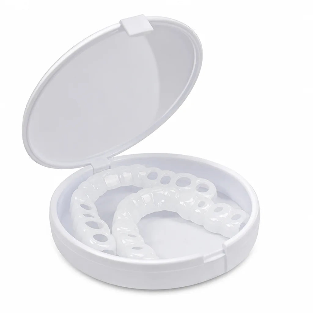 Micro Thin Snap On Veneers, Adjustable Fit Upper & Lower Cosmetic Veneer Set with Easy Clean Design