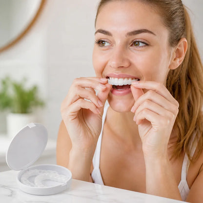 Micro Thin Snap On Veneers, Adjustable Fit Upper & Lower Cosmetic Veneer Set with Easy Clean Design – photo 2