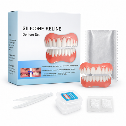 Moldable Boil and Bite Dentures, Natural Tooth Shade Cosmetic Dentures with Custom Fit at Home