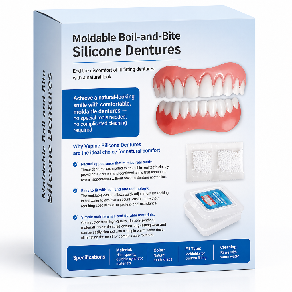 Moldable Boil and Bite Dentures, Natural Tooth Shade Cosmetic Dentures with Custom Fit at Home – photo 5
