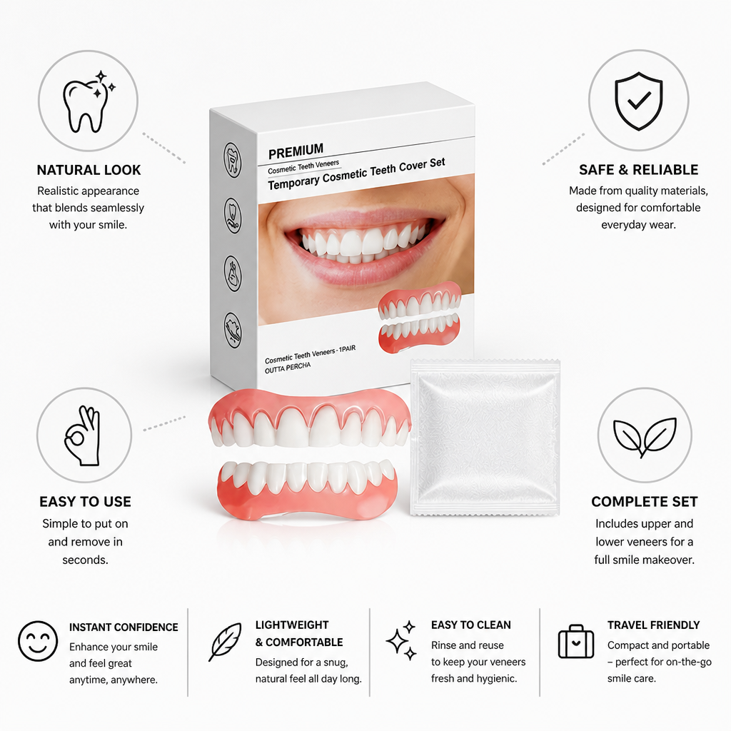 Natural Look Removable Veneers, Cosmetic Upper & Lower Veneer Set Designed for Easy On and Off Wear – photo 4