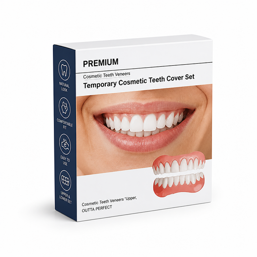 Natural Look Removable Veneers, Cosmetic Upper & Lower Veneer Set Designed for Easy On and Off Wear