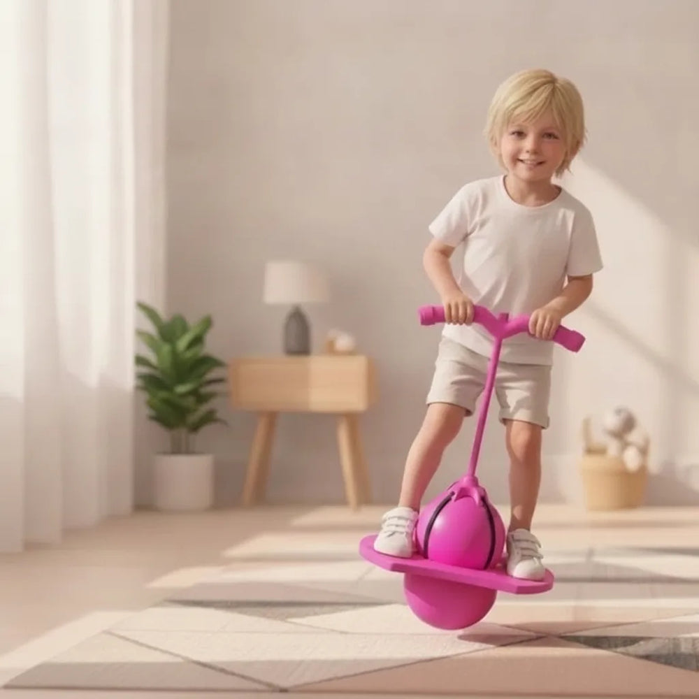 Hopper Ball for Kids & Adults, Balance Jumping Ball with Non-Slip Platform & Adjustable Handle