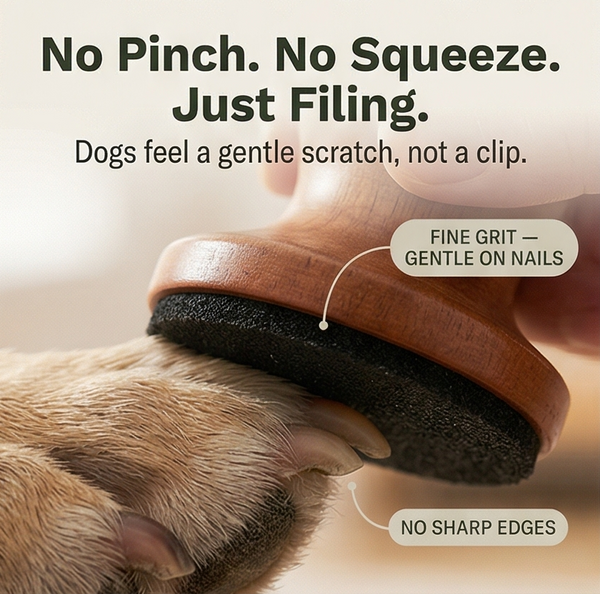 Dog Nail File, Silent Wooden Nail Filer with 3 Sanding Pads for Anxious Dogs