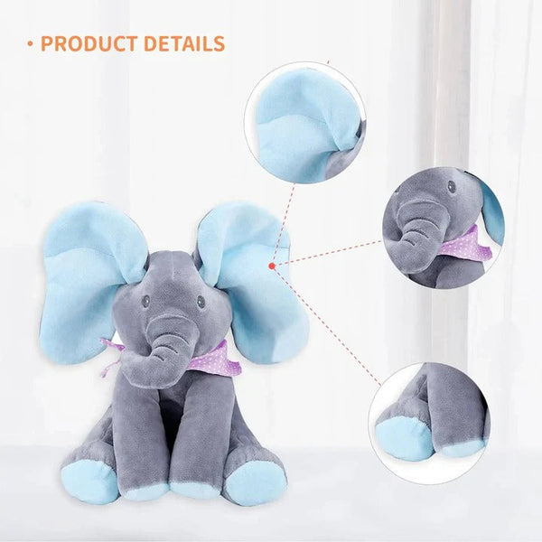Peekaboo Elephant Toy, Interactive Singing Plush for Babies & Toddlers with Moving Ears