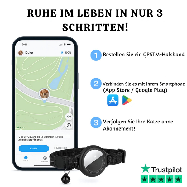 Pet GPS Tracker Collar, Real-Time Tracking Waterproof Nylon Collar for Dogs & Cats, No Subscription