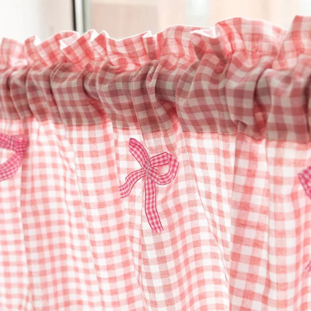 PLAIDELLA Checkered Lace Half-Window Curtain