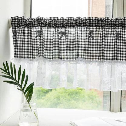 PLAIDELLA Checkered Lace Half-Window Curtain