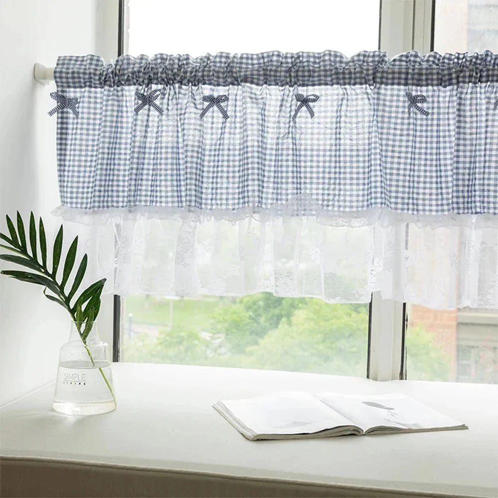 PLAIDELLA Checkered Lace Half-Window Curtain