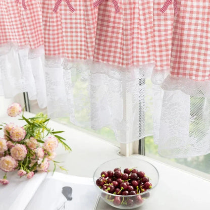 PLAIDELLA Checkered Lace Half-Window Curtain