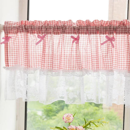 PLAIDELLA Checkered Lace Half-Window Curtain