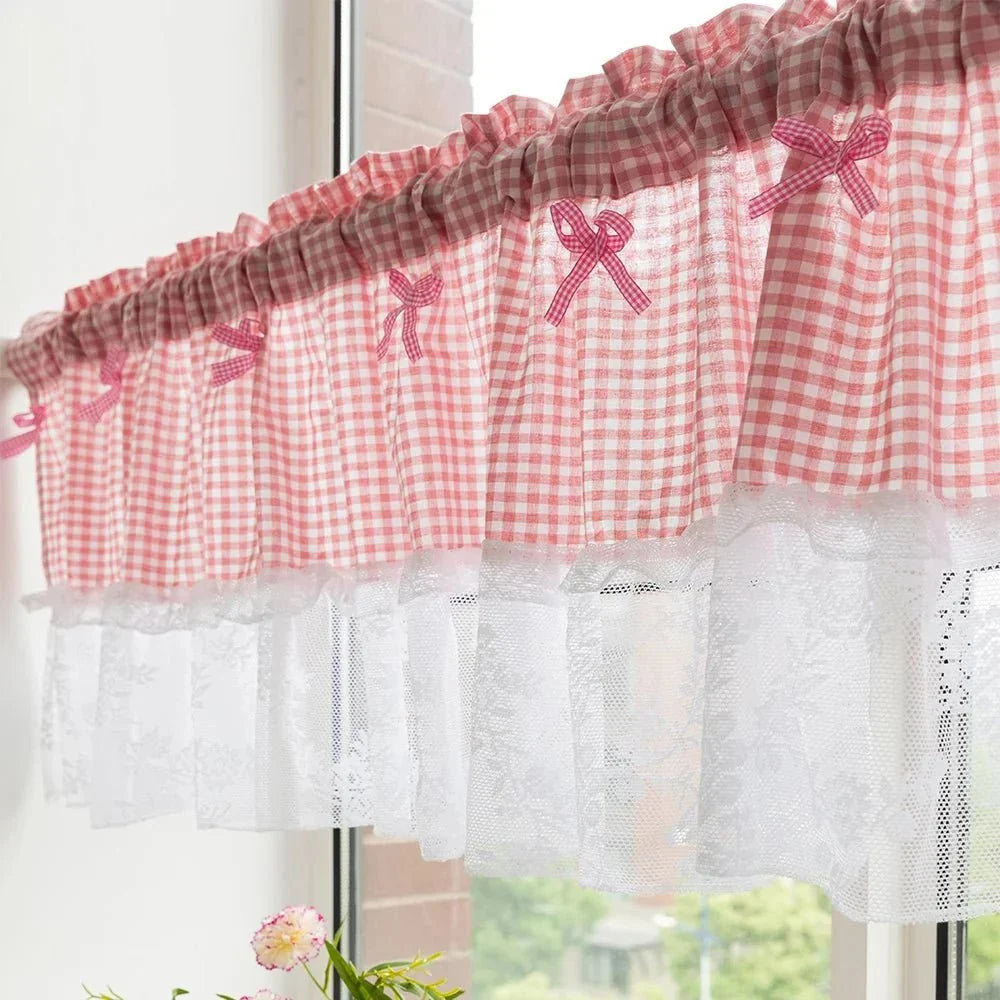 PLAIDELLA Checkered Lace Half-Window Curtain