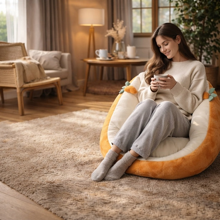 Plush Floor Chair, Soft Animal Lounger Seat with Non-Slip Base for Reading & Relaxing