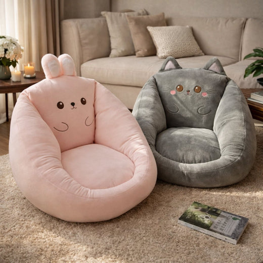 Plush Floor Chair, Soft Animal Lounger Seat with Non-Slip Base for Reading & Relaxing