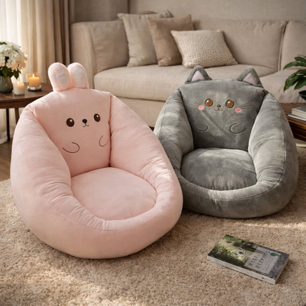 Plush Floor Chair, Soft Animal Lounger Seat with Non-Slip Base for Reading & Relaxing