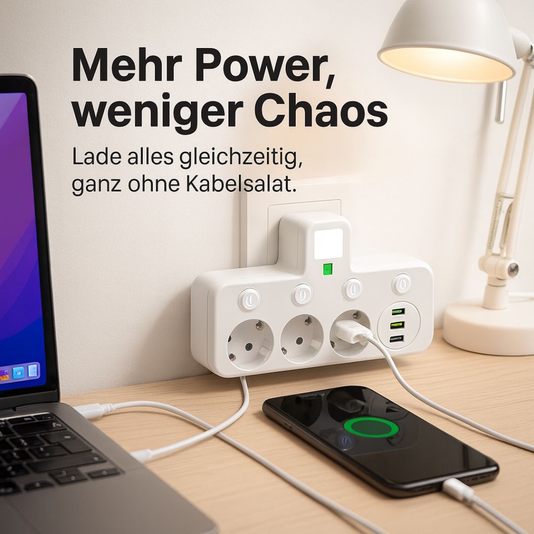 Power Strip with 3 Outlets, USB and Switch
