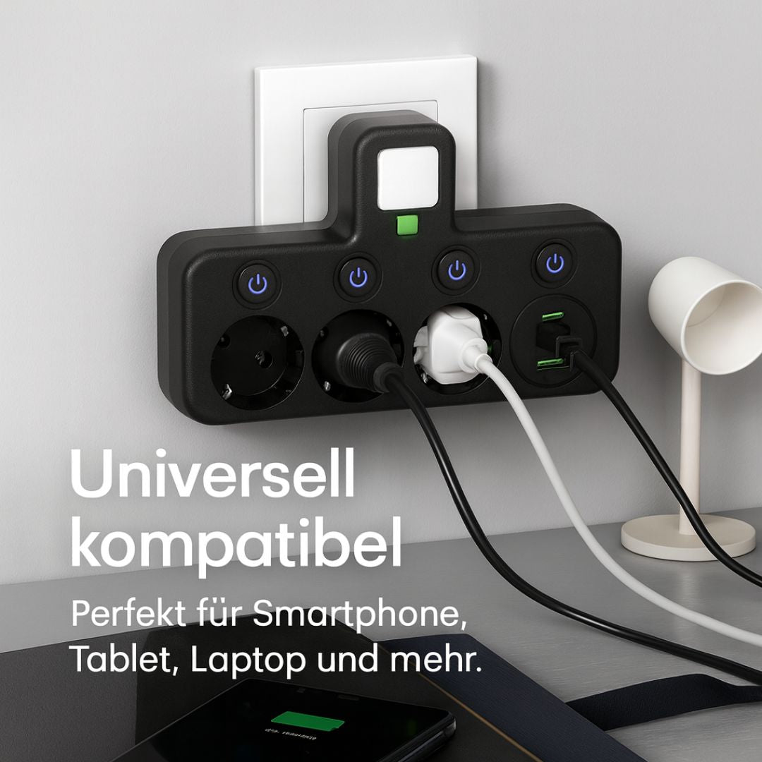 Power Strip with 3 Outlets, USB and Switch